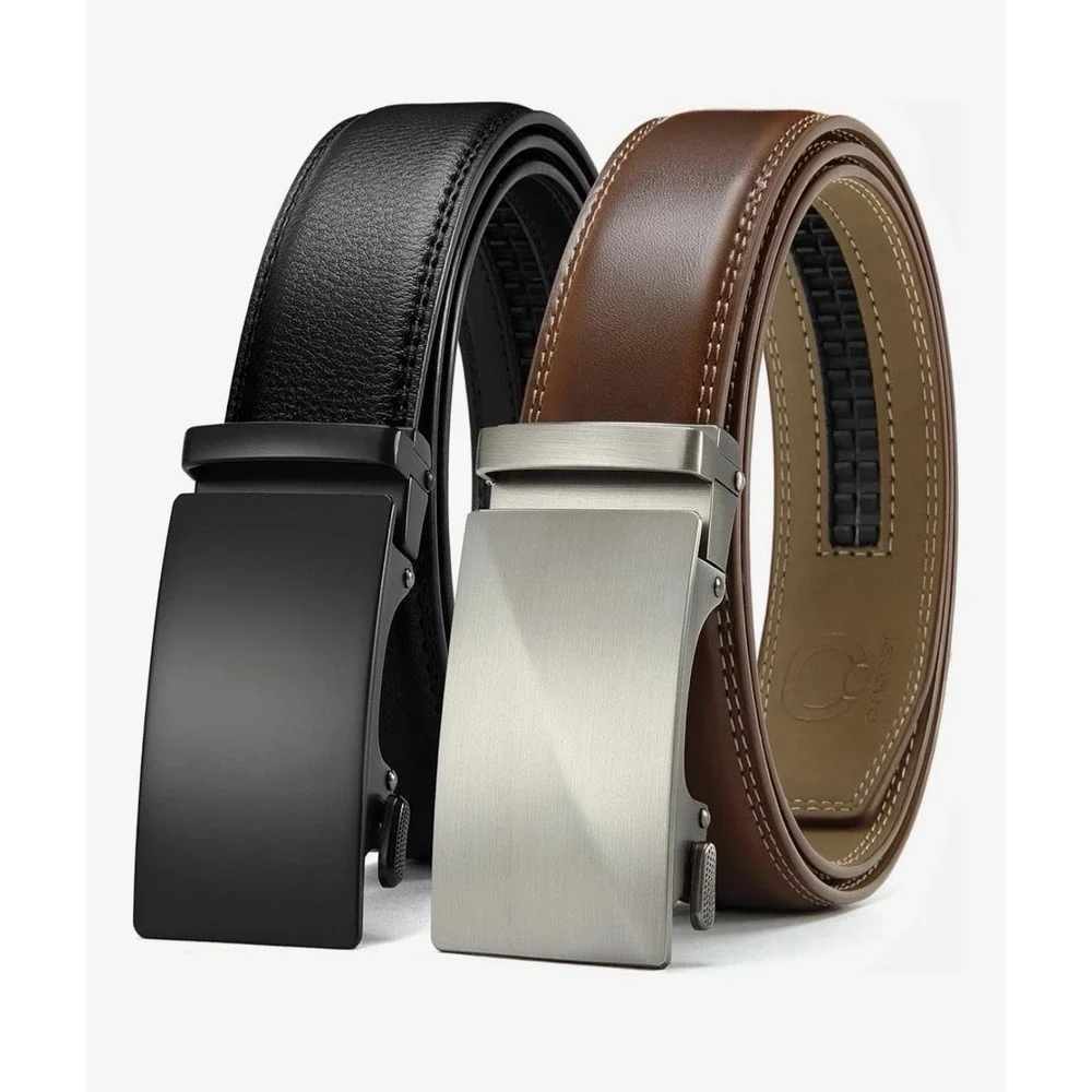 Leather Ratchet Belt Men‎ 2 Pack - Customizable Fit, Effortless Style (35mm)